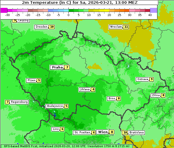 Temperatur, 21. 3. 2026