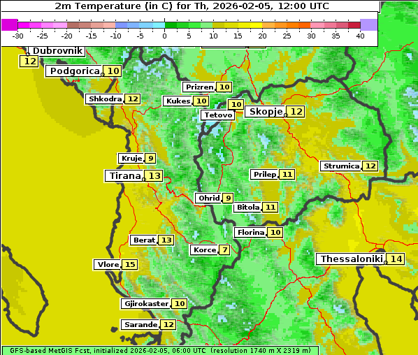 Temperatur, 5. 2. 2026