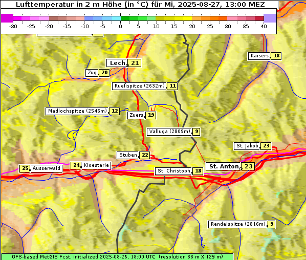 Temperatur, 27. 8. 2025