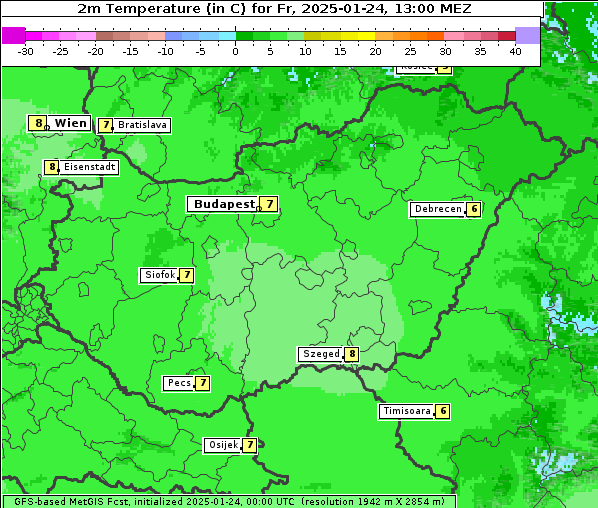 Temperatur, 24. 1. 2025