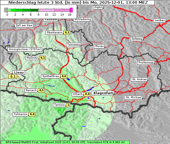 Niederschlag, 1. 12. 2025