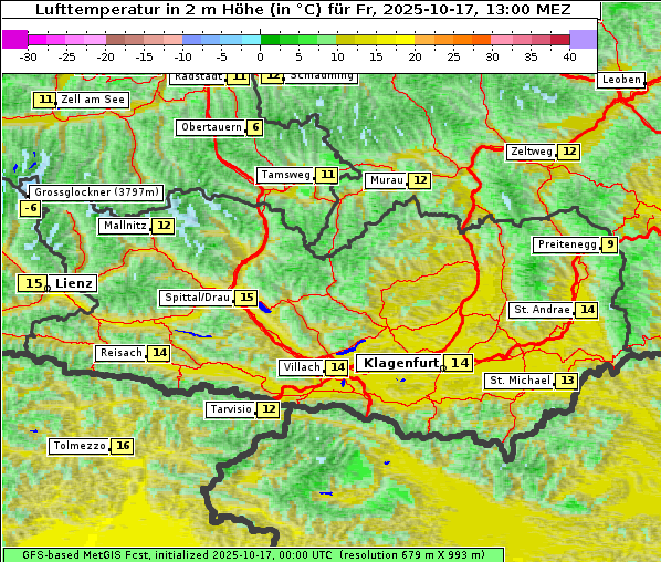 Temperatur, 17. 10. 2025