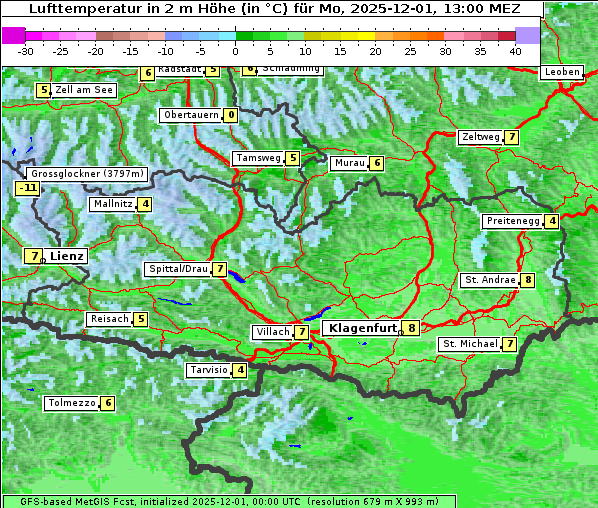 Temperatur, 1. 12. 2025