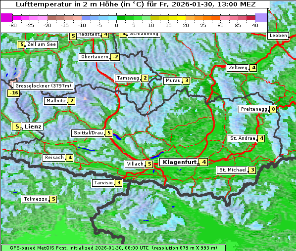 Temperatur, 30. 1. 2026