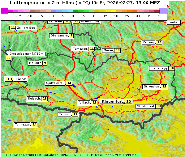 Temperatur, 27. 2. 2026