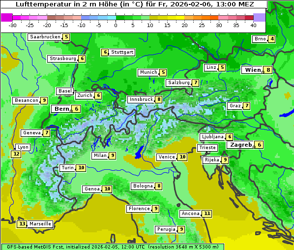 Temperatur, 6. 2. 2026