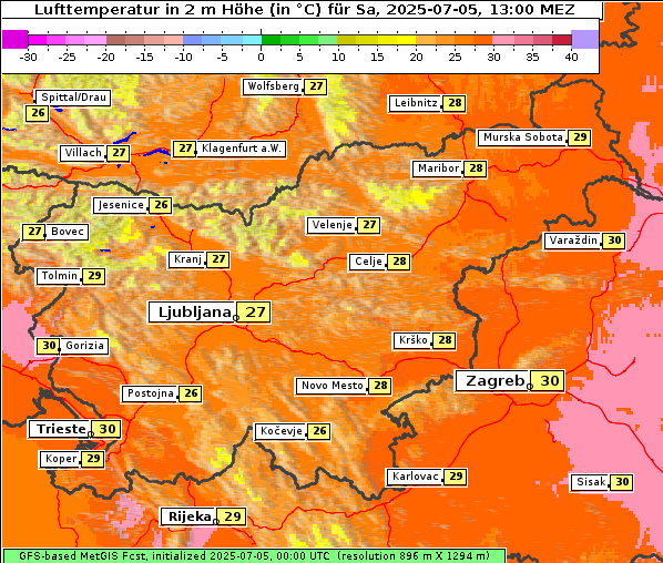 Temperatur, 5. 7. 2025