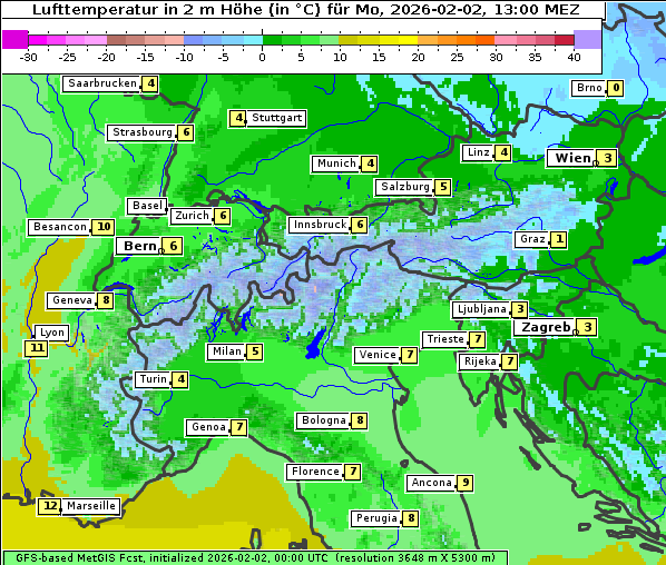 Temperatur, 2. 2. 2026