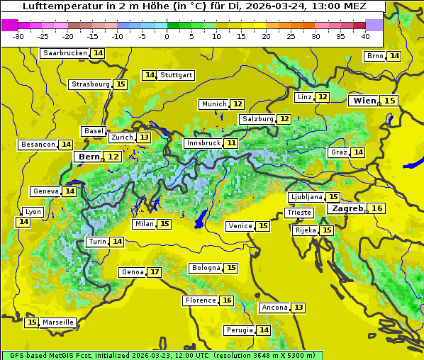 Temperatur, 24. 3. 2026