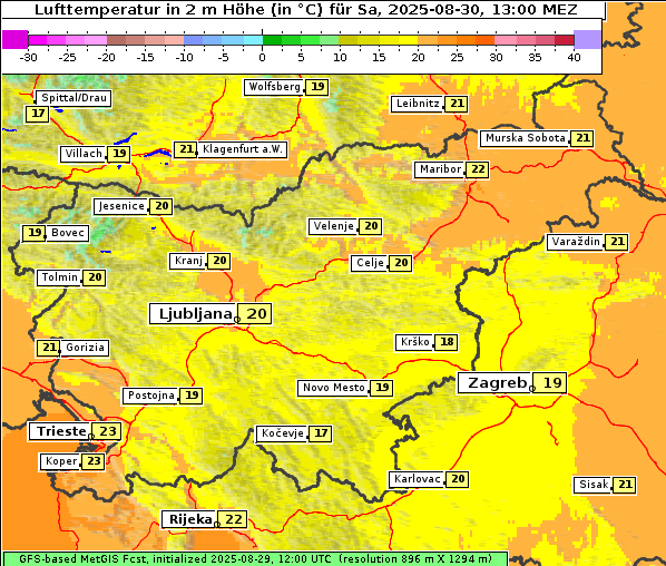 Temperatur, 30. 8. 2025