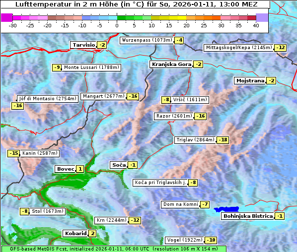 Temperatur, 11. 1. 2026