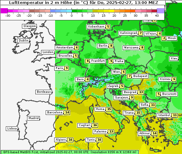 Temperatur, 27. 2. 2025