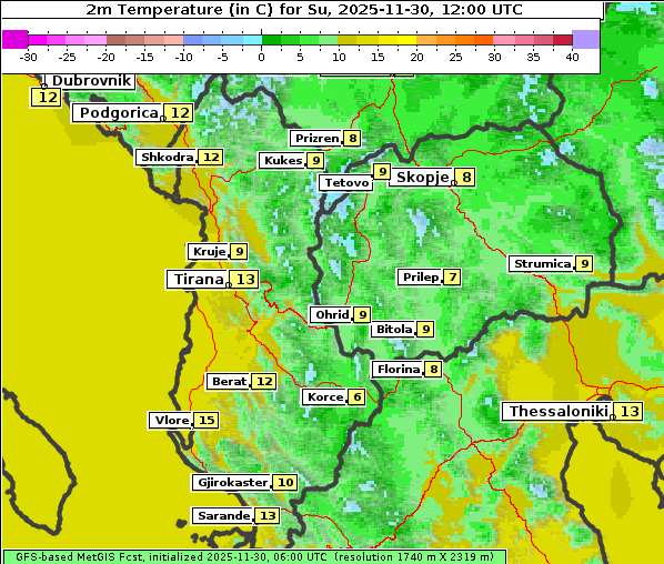 Temperatur, 30. 11. 2025