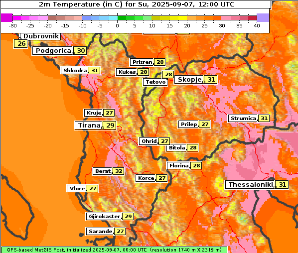 Temperatur, 7. 9. 2025