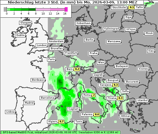 Niederschlag, 9. 3. 2026