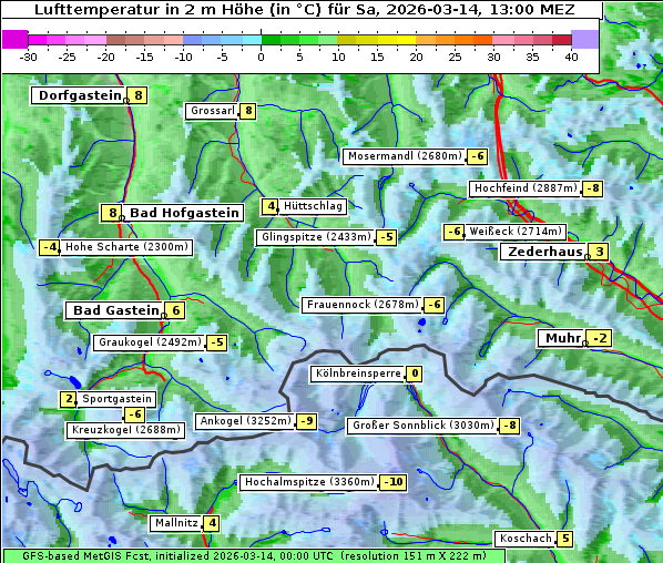 Temperatur, 14. 3. 2026