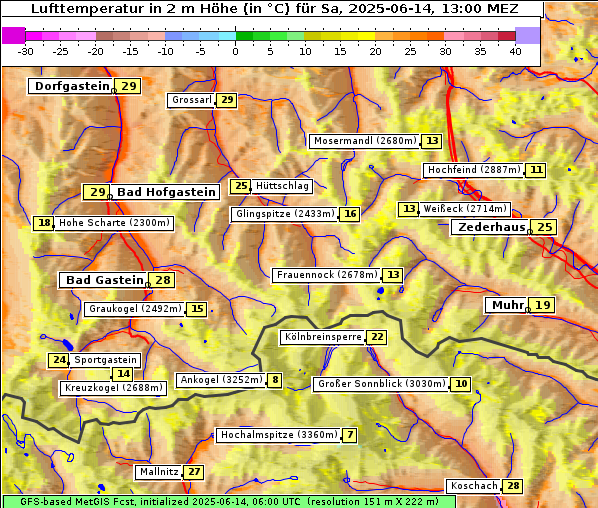 Temperatur, 14. 6. 2025
