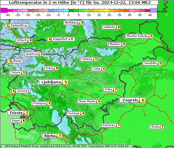 Temperatur, 22. 12. 2024