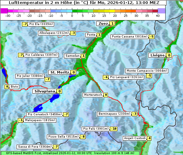 Temperatur, 12. 1. 2026
