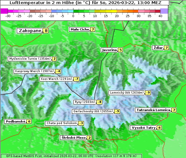 Temperatur, 22. 3. 2026