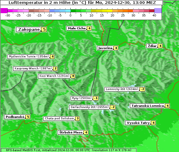 Temperatur, 30. 12. 2024