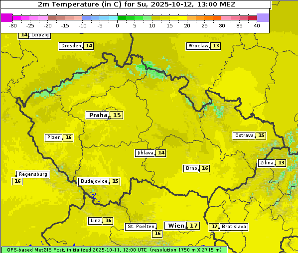 Temperatur, 12. 10. 2025