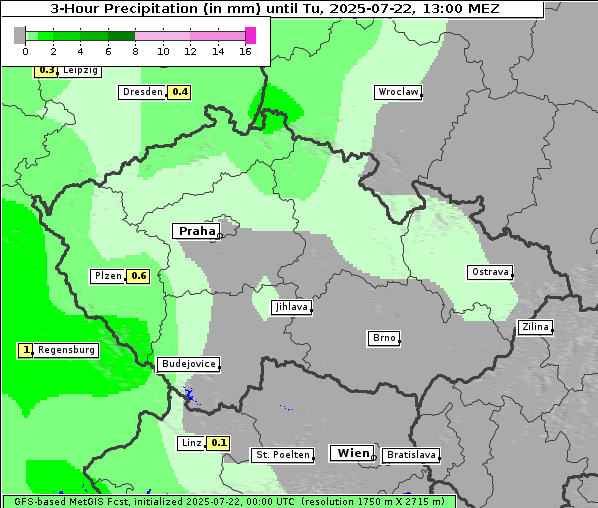 Niederschlag, 22. 7. 2025