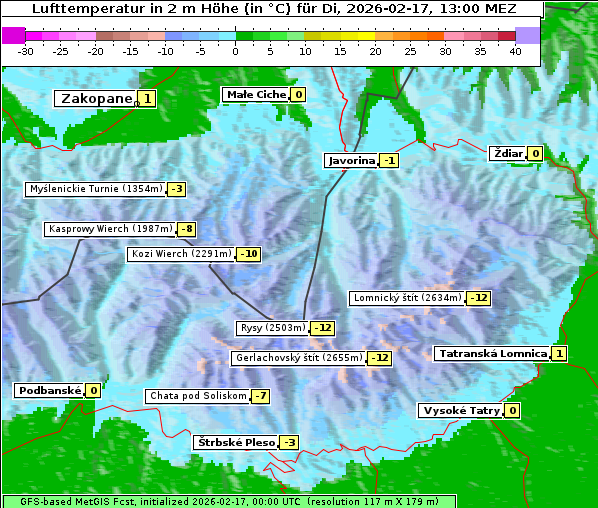 Temperatur, 17. 2. 2026