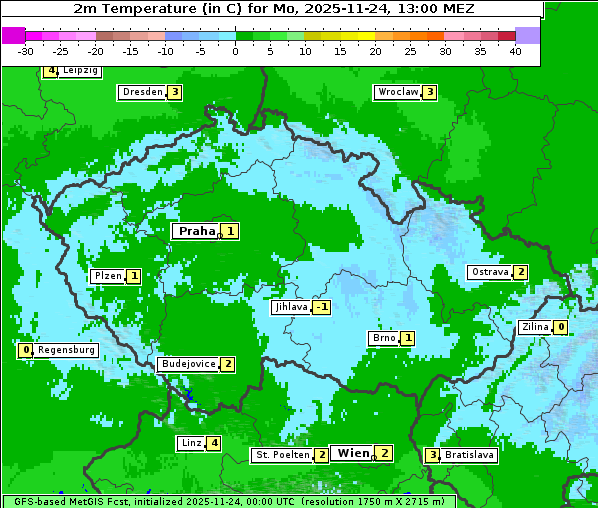 Temperatur, 24. 11. 2025