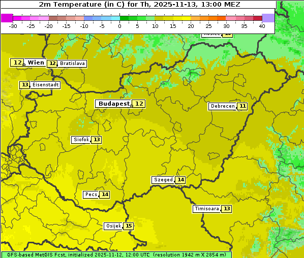 Temperatur, 13. 11. 2025
