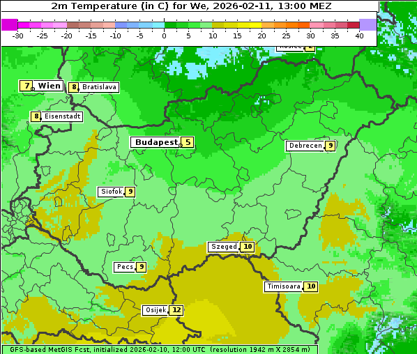 Temperatur, 11. 2. 2026