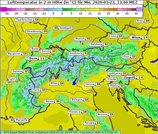 Temperatur, 23. 3. 2026