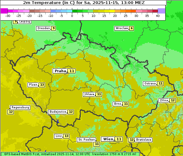 Temperatur, 15. 11. 2025
