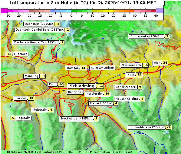 Temperatur, 21. 10. 2025