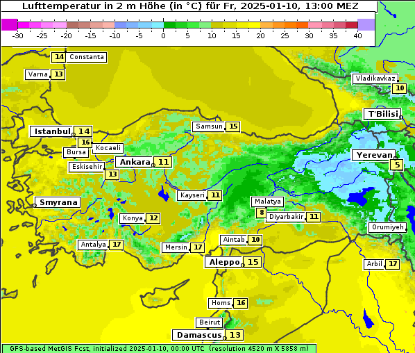 Temperatur, 10. 1. 2025