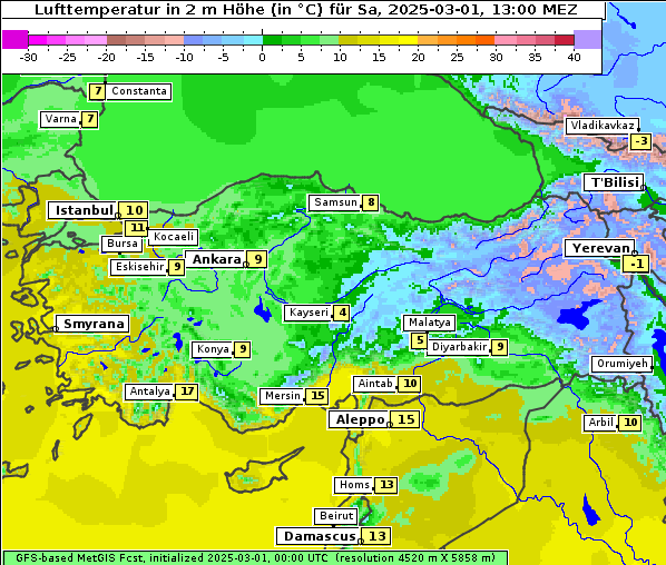 Temperatur, 1. 3. 2025