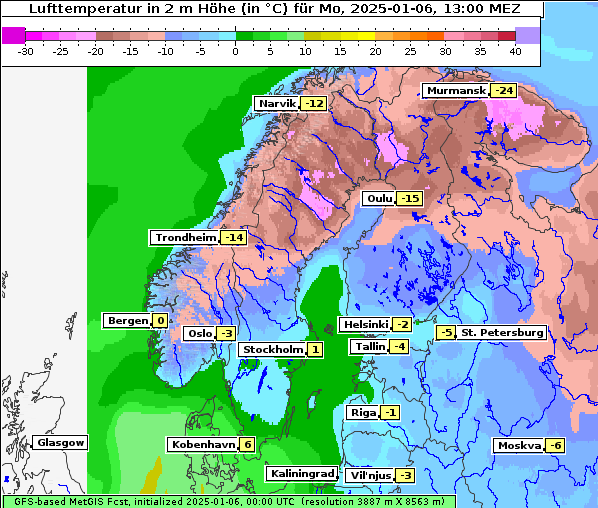 Temperatur, 6. 1. 2025