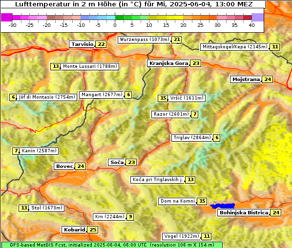Temperatur, 4. 6. 2025