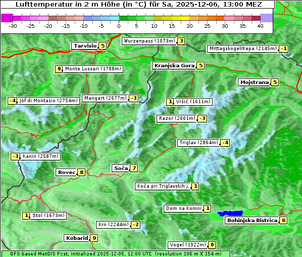 Temperatur, 6. 12. 2025