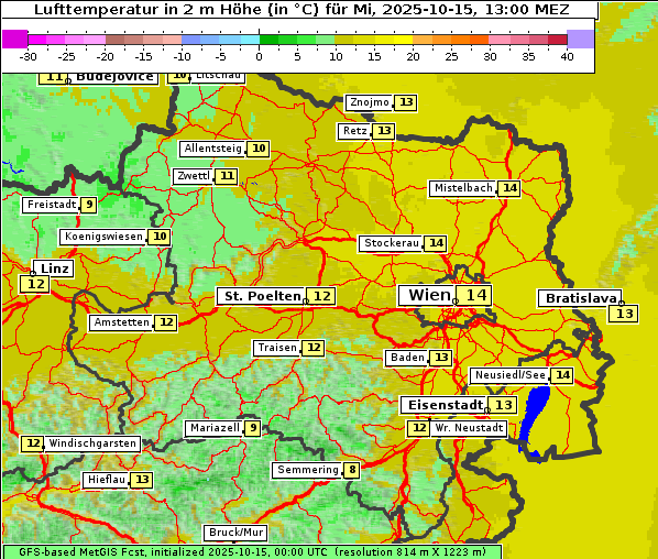 Temperatur, 15. 10. 2025