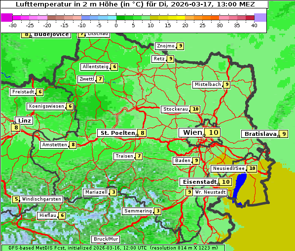 Temperatur, 17. 3. 2026