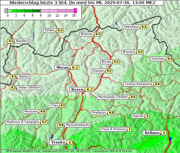 Niederschlag, 30. 7. 2025
