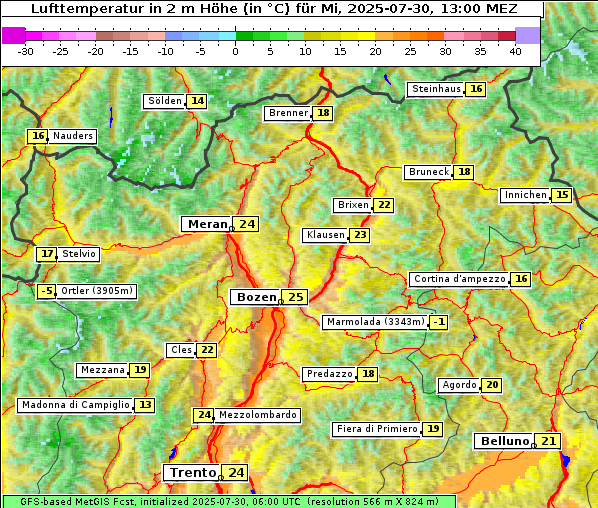 Temperatur, 30. 7. 2025