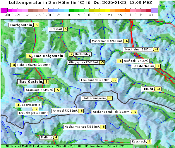 Temperatur, 23. 1. 2025