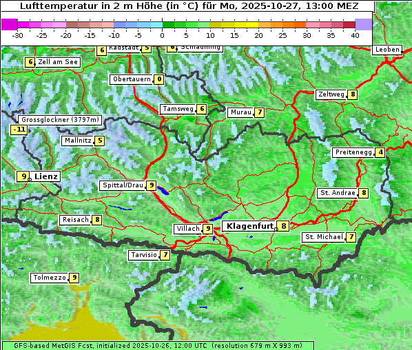 Temperatur, 27. 10. 2025