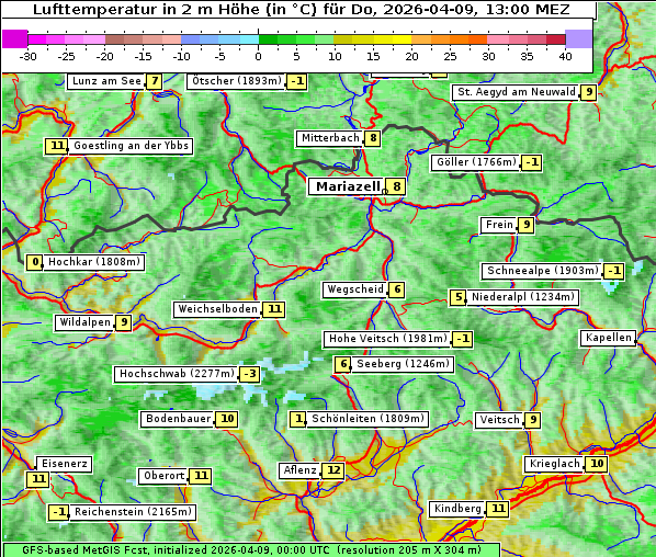 Temperatur, 9. 4. 2026