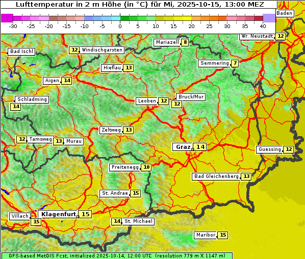 Temperatur, 15. 10. 2025