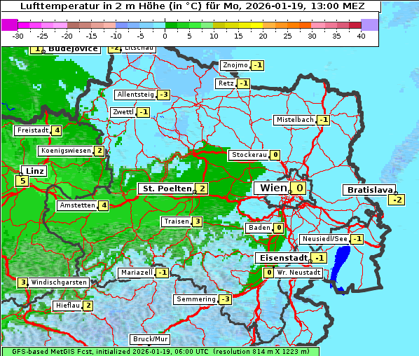 Temperatur, 19. 1. 2026