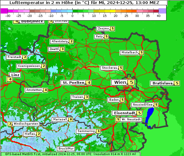 Temperatur, 25. 12. 2024