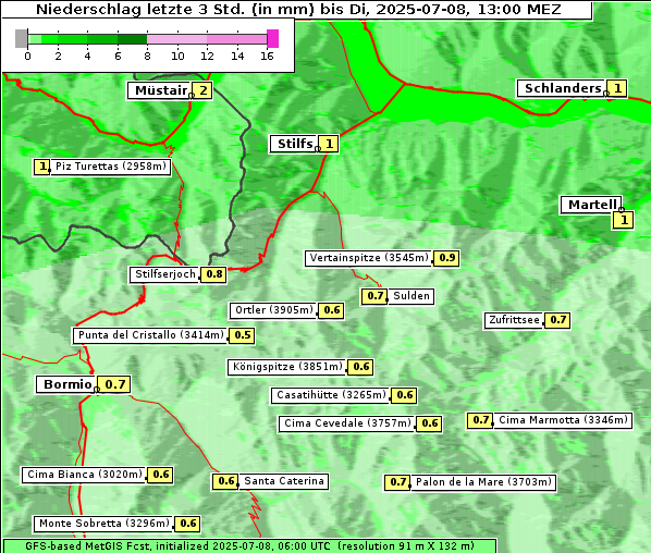 Niederschlag, 8. 7. 2025